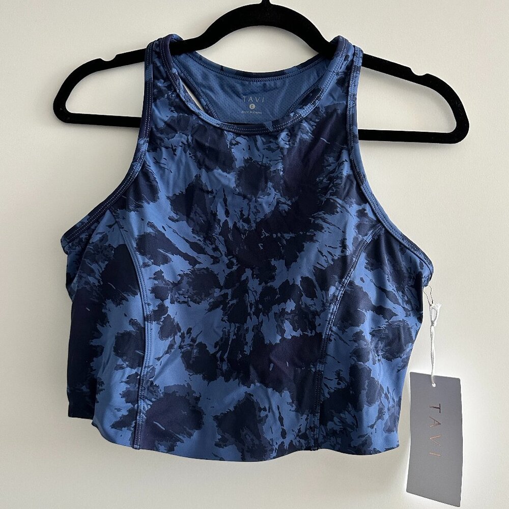 NWT Tavi Active Long Line Bra Size Large Deepwater Tie Dye